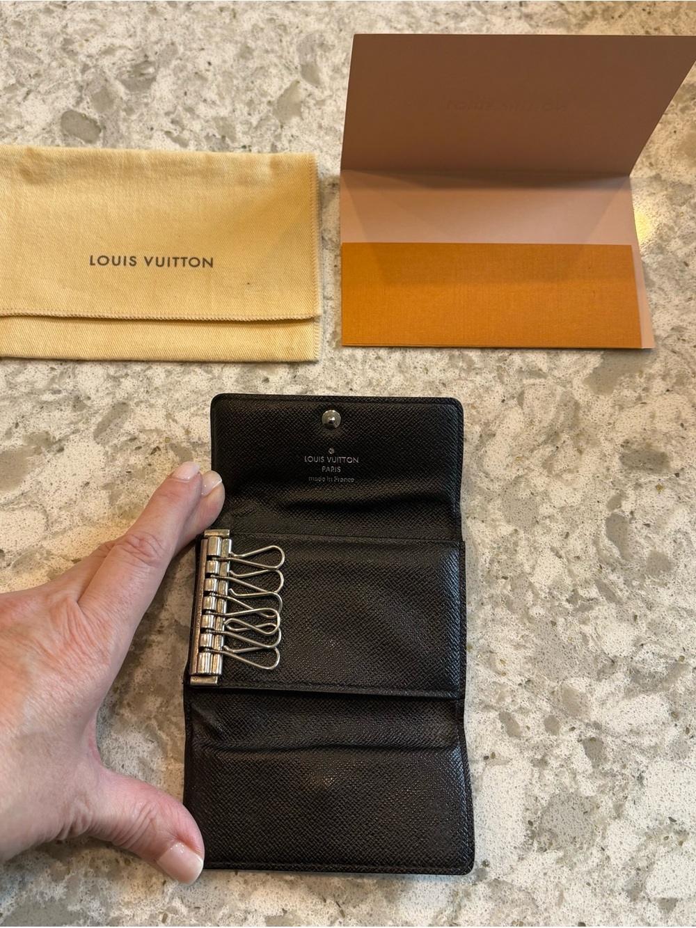 Louis Vuitton Damier Graphite black Leather Men's Key Holder w/Silver Hardware